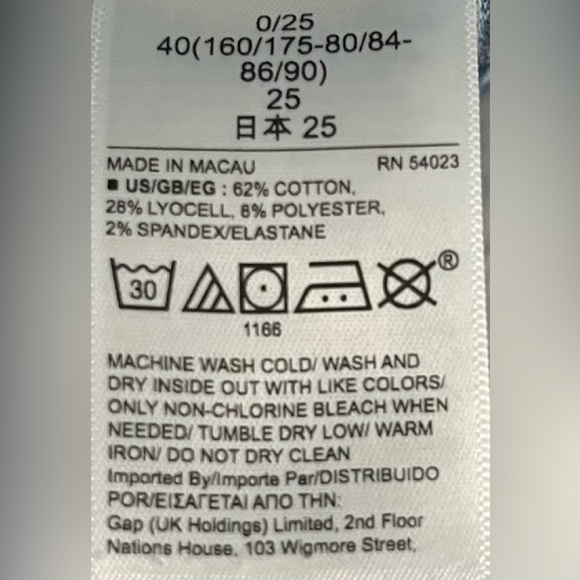 GAP Denim Indigo Culotte Jeans, Size 0/25 - Picture 9 of 10